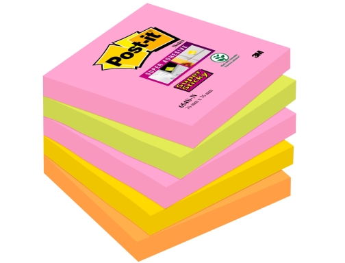 Bloc de notas adhesivas quita y pon Post-it super sticky 76x76 mm 70005280360 , surtidos, imagen 2 mini