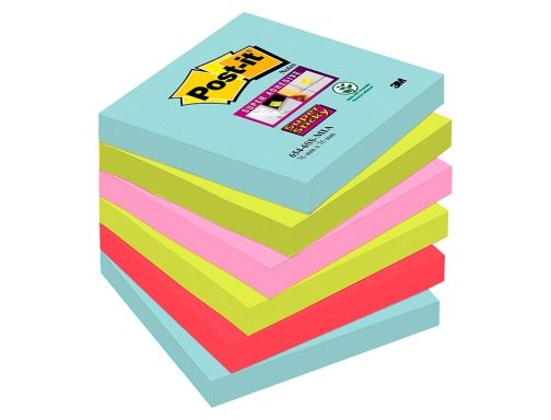 Bloc de notas adhesivas quita y pon Post-it super sticky 76x76 mm 70005291227 , surtidos, imagen 2 mini