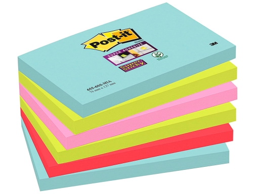 Bloc de notas adhesivas quita y pon Post-it super sticky 76x127 mm 70005291631 , surtidos, imagen 2 mini