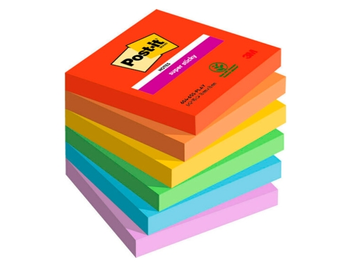 Bloc de notas adhesivas quita y pon Post-it super sticky playful 76x76 7100258795 , surtidos, imagen 2 mini