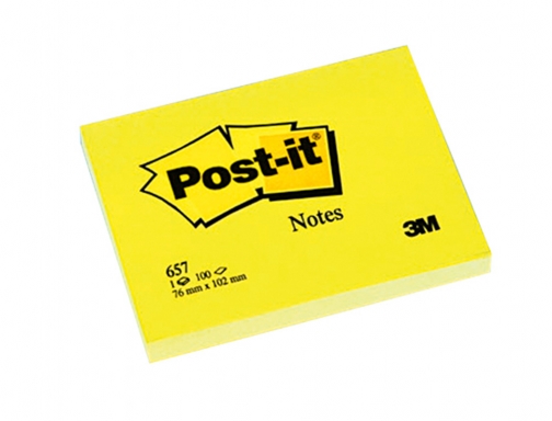 Bloc de notas adhesivas quita y pon Post-it 76x102 mm con 100 7100290168 , amarillo, imagen 2 mini