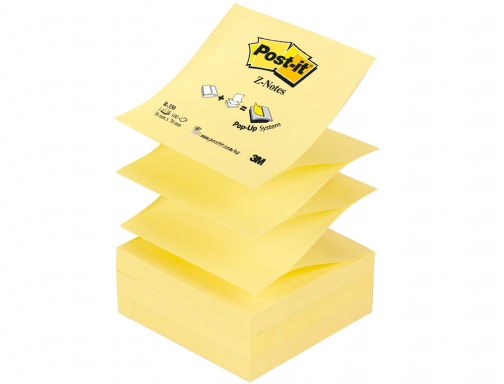 Bloc de notas adhesivas quita y pon Post-it 76x76 mm z-notes FT510000092 (R-330-AL) , amarillo, imagen 2 mini