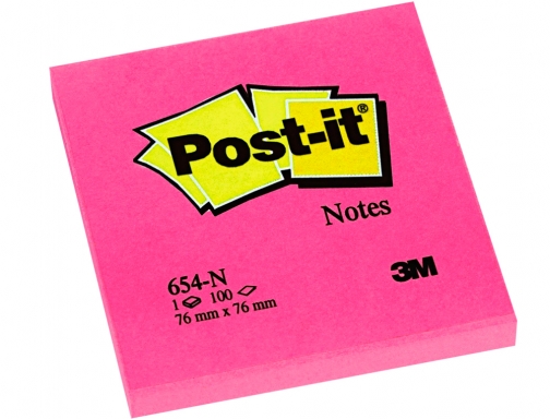 Bloc de notas adhesivas quita y pon Post-it 76x76 mm fucsia neon FT510010190 (654-N FUCSIA) , rosa, imagen 2 mini