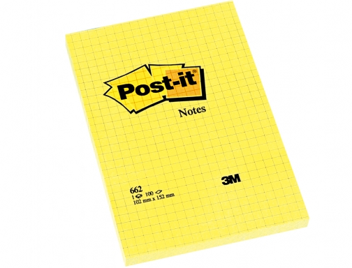 Bloc de notas adhesivas quita y pon Post-it 102x152 mm cuadriculado 662 FT510010638 , amarillo, imagen 2 mini