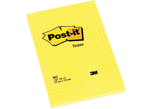 Bloc de notas adhesivas quita y pon Post-it 102x152 mm cuadriculado 662 FT510010638 , amarillo, imagen 2 mini