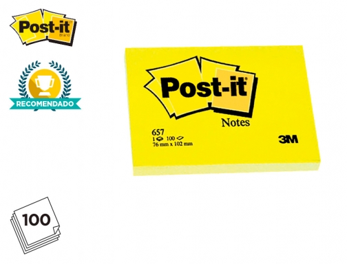 Bloc de notas adhesivas quita y pon Post-it 38x51 mm con 100 7100290163 FT510058488 , amarillo, imagen 3 mini