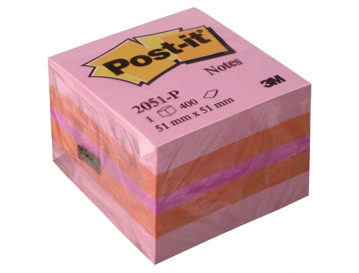 Bloc de notas adhesivas quita y pon Post-it 51x51 mm minicubo color FT510091737 , rosa, imagen 2 mini