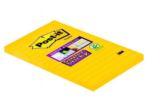 Bloc de notas adhesivas quita y pon Post-it super sticky rayado amarillo FT510093832, imagen 2 mini