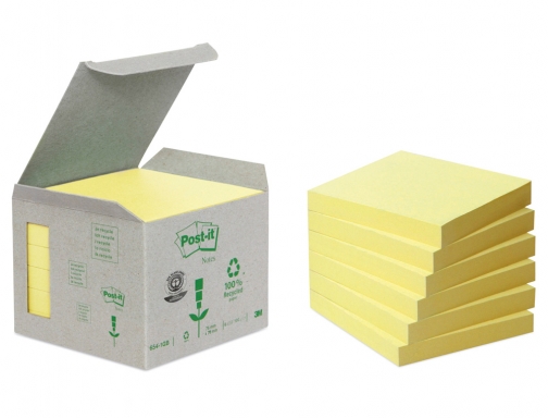 Bloc de notas adhesivas quita y pon reciclada en torre Post-it 76 FT510110347 , amarillo, imagen 2 mini