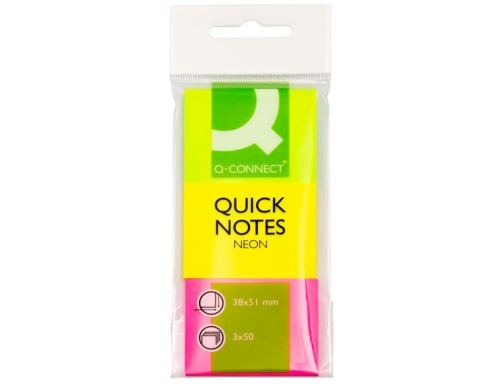 Bloc de notas adhesivas quita y pon Q-connect 38x51 mm neon pack KF01224 , surtidos, imagen 2 mini