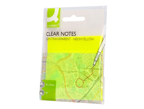 Bloc de notas adhesivas quita y pon Q-connect 76x76 mm removible plastico KF10369 , amarillo fluor, imagen 4 mini