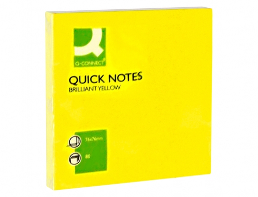 Bloc de notas adhesivas quita y pon Q-connect 76x76 mm amarillo neon KF10514, imagen 3 mini