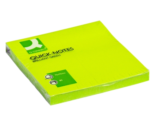 Bloc de notas adhesivas quita y pon Q-connect 76x76 mm verde neon KF10515, imagen 2 mini