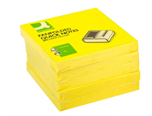 Bloc de notas adhesivas quita y pon Q-connect 76x76 mm amarillo neon KF16575, imagen 3 mini
