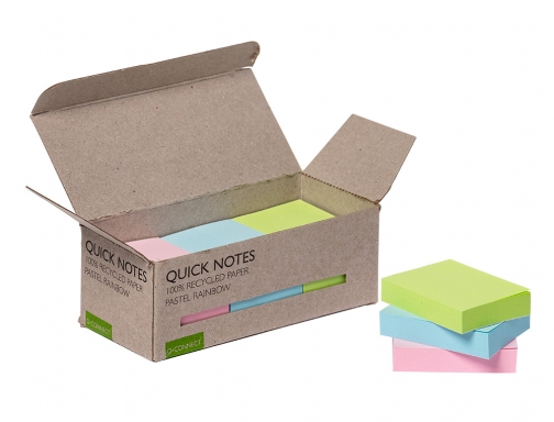 Bloc de notas adhesivas recicladas mini, 38x51 mm, colores surtidos, imagen 3 mini