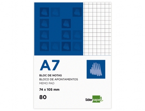 Bloc notas Liderpapel cuadro 4mm A7 80 hojas 60g m2 perforado 02608, imagen 2 mini