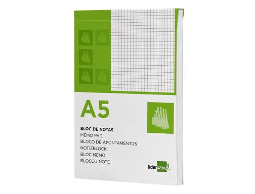 Bloc notas Liderpapel cuadro 4mm A5 80 hojas 60g m2 perforado 03321, imagen 5 mini