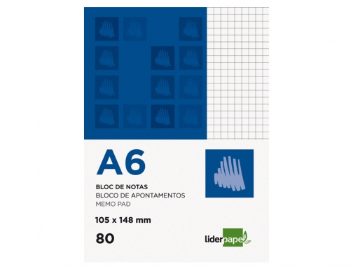 Bloc notas Liderpapel cuadro 4mm A6 80 hojas 60g m2 perforado 03323, imagen 2 mini