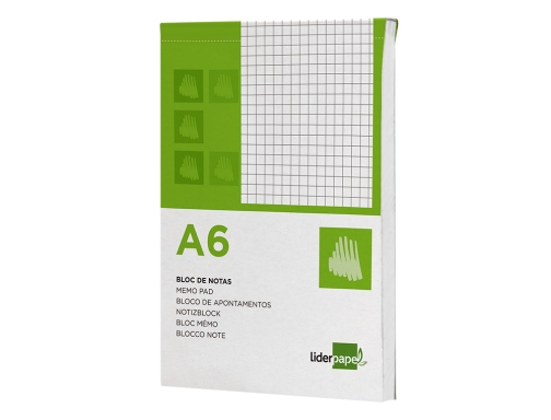 Bloc notas Liderpapel cuadro 4mm A6 80 hojas 60g m2 perforado 03323, imagen 5 mini