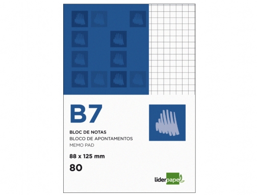 Bloc notas Liderpapel cuadro 4mm b7 80 hojas 60g m2 perforado 10438, imagen 2 mini