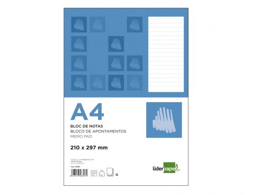 Bloc notas Liderpapel horizontal A4 80 hojas 60g m2 48397, imagen 2 mini