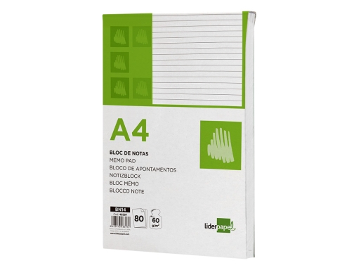 Bloc notas Liderpapel horizontal A4 80 hojas 60g m2 48397, imagen 5 mini