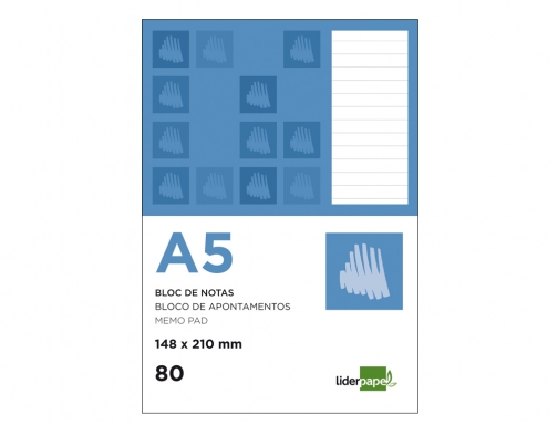 Bloc notas Liderpapel horizontal A5 80 hojas 60g m2 perforado 48396, imagen 2 mini