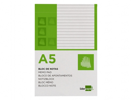 Bloc notas Liderpapel horizontal A5 80 hojas 60g m2 perforado 48396, imagen 3 mini