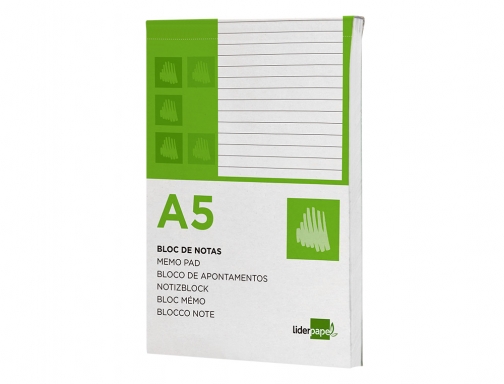 Bloc notas Liderpapel horizontal A5 80 hojas 60g m2 perforado 48396, imagen 5 mini