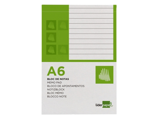 Bloc notas Liderpapel horizontal A6 80 hojas 60g m2 perforado 48395, imagen 3 mini