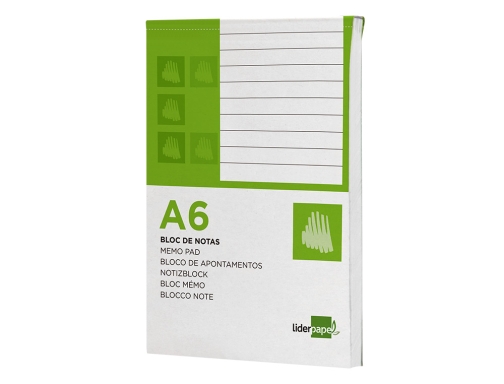 Bloc notas Liderpapel horizontal A6 80 hojas 60g m2 perforado 48395, imagen 5 mini