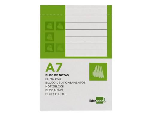 Bloc notas Liderpapel horizontal A7 80 hojas 60g m2 perforado 48394, imagen 3 mini