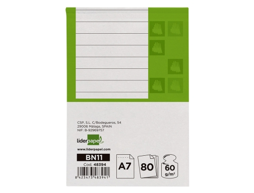 Bloc notas Liderpapel horizontal A7 80 hojas 60g m2 perforado 48394, imagen 4 mini