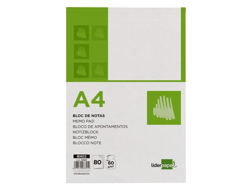 Bloc notas Liderpapel liso A4 80 hojas 60g m2 03341, imagen 3 mini