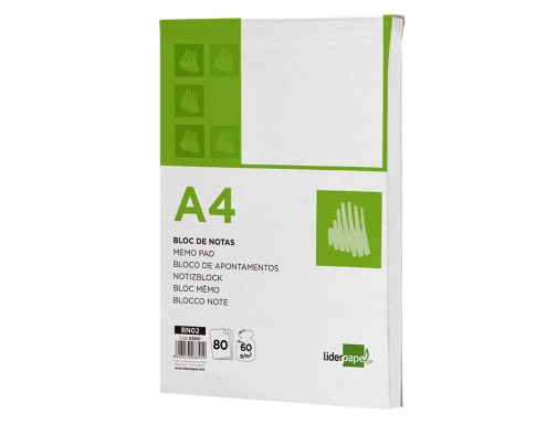 Bloc notas Liderpapel liso A4 80 hojas 60g m2 03341, imagen 5 mini