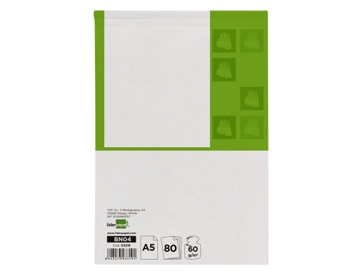 Bloc notas Liderpapel liso A5 80 hojas 60g m2 perforado 03319, imagen 4 mini