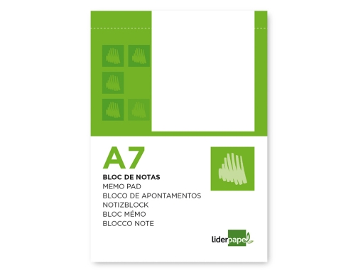 Bloc notas Liderpapel liso A7 80 hojas 60g m2 perforado 10436, imagen 2 mini