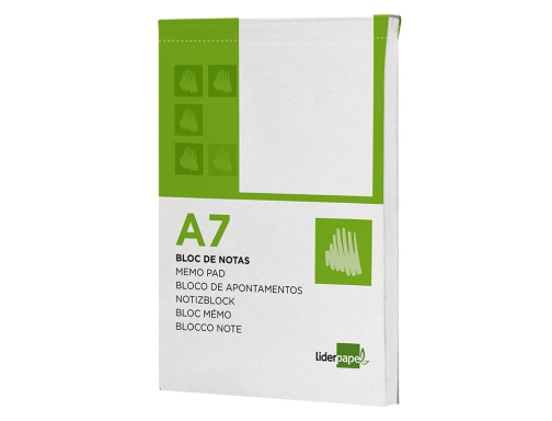 Bloc notas Liderpapel liso A7 80 hojas 60g m2 perforado 10436, imagen 5 mini