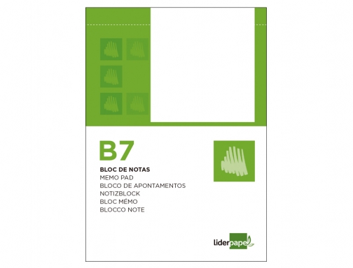 Bloc notas Liderpapel liso b7 80 hojas 60g m2 perforado 10437, imagen 2 mini