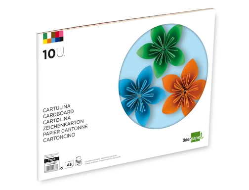 Bloc trabajos manuales Liderpapel cartulina 297x420 mm 10 hojas colores surtidos 51867, imagen 3 mini