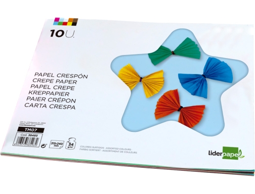 Bloc trabajos manuales Liderpapel crespon 240x315mm 10 hojas colores surtidos 38493, imagen 3 mini