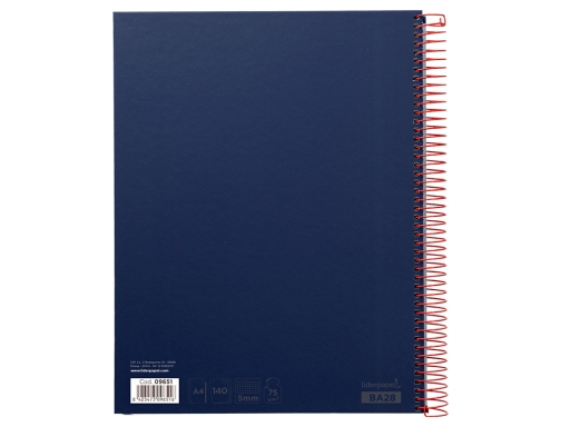 Cuaderno espiral Liderpapel A4 micro jolly tapa forrada 140h 75 gr cuadro 09651, imagen 4 mini