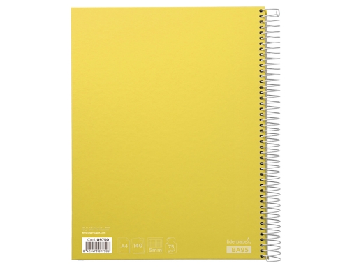 Cuaderno espiral Liderpapel A4 micro jolly tapa forrada 140h 75 gr cuadro 09750, imagen 4 mini