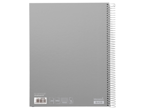 Cuaderno espiral Liderpapel A4 micro jolly tapa forrada 140h 75 gr cuadro 09755, imagen 5 mini