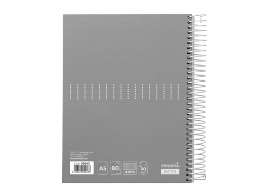 Cuaderno espiral Liderpapel A5 crafty tapa forrada 80h 90 gr cuadro 4 09243, imagen 3 mini