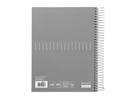 Cuaderno espiral Liderpapel A5 crafty tapa forrada 80h 90 gr cuadro 4 09243, imagen 3 mini