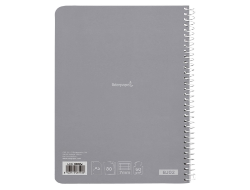 Cuaderno espiral Liderpapel A5 micro smart tapa blanda 80h60gr horizontal 7mm doble 08192, imagen 5 mini