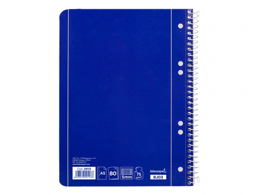Cuaderno espiral Liderpapel A5 micro serie azul tapa blanda 80h 75 gr 29113, imagen 4 mini