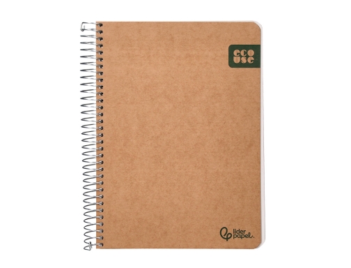 Cuaderno espiral Liderpapel Din A5 ecouse tapa cartulina kraft contracolada 120h papel 171405, imagen 3 mini