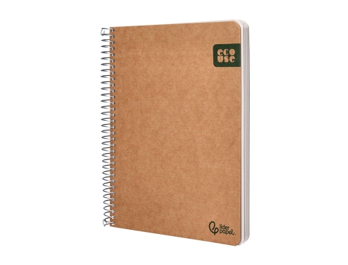 Cuaderno espiral Liderpapel Din A5 ecouse tapa cartulina kraft contracolada 120h papel 171405, imagen 4 mini
